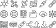 © S O H A G - Network database cloud computing telecommunication server satellite data transfer tech linear black vector outline icons set collection concept