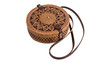 © 1png-stock - Round brown leather crossbody bag elegant feminine personal accessory isolated on transparent background cut out