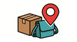 © balqis - Illustration of a delivery box and a messenger bag with a location pin, symbolizing shipping and logistics services.
