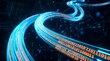 © Robi - High speed fiber optic cable data transfer with glowing binary code stream transfer internet