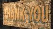 © Yuliia - Rustic wooden thank you sign with embossed lettering on weathered wood surface, suitable for gratitude messaging, rustic decor, and appreciation themes.