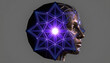 © A Luna Blue - Cybernetic Robot Head with Purple Geometric Light Pattern