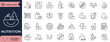 © Masum - nutrition icon set. Health and food related line icons. vitamins, minerals, balanced diet, meal plan, protein, fruits and vegetables Editable stroke
