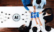 © InfiniteFlow - Collaborative Team Solving Puzzle Integrating Artificial Intelligence Technology with Graphic Representation of AI Concept Quark.