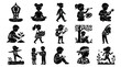 © Muamanah - Black and White Silhouettes of Children Engaged in Diverse Activities