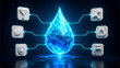 © Eri - Water Purification Clean Technology Environment Concept 3D Render Illustration Pure Water Sustainable Resource Ocean Navy Blue Background