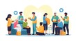 © Erisna Yolanda - Illustration of volunteers helping elderly people in community.
