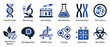 © Zabi - Biotechnology and genetics icon set. Scientific research symbols for laboratory analysis.