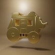 © Vadim - Gold Western stagecoach icon isolated on brown background. Minimalism concept. 3D render illustration