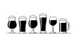 © Noyon - Beer Glasses Filled with Dark Beer in a Row Featuring Drinks, Alcohol, Beverage with Bar and Pub Elements for Restaurant