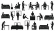 © SPK - Architectural Residential Indoor People Silhouette Collection Home Activity Vectors