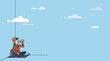 © Akun - Person Sitting on a Rope with Binoculars Observing the Sky.