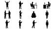 © Konika - 70 Business People Silhouettes Collection, Professional Figures Set, Office Workers Icons, Corporate Professionals Vector Icons, Diverse Actions and Poses 100