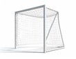 © Aljurrum - White metal soccer goal with net, isolated on a white background