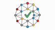© Dya - Secure cloud data verification process with green checkmark in network