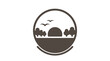 © Isna - Brown Circle Icon Landscape Silhouette Design.