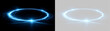 © Василий Куриленко - Swirling blue light ring with bright lens flares. Horizontal glowing circle portal with sparks on black and transparent background