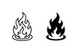 © Bithi - Fire Icon Set: Black and White Flame Graphics for Danger, Heat, and Energy Concepts