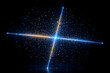 © Ruth - Scattered particle cloud aligned along two glowing axes, PCA dimensionality reduction concept