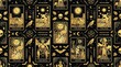 © Livia - Gold and black tarot card seamless pattern with occult symbols