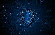 © Natt - The shield symbol represents internet security and firewalls. These concepts are related to data protection, global network security, and future defense technologies.