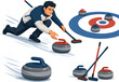 © Nargis - Man playing curling on white background Keywords: curling, sport, ice sport, athlete, man, male