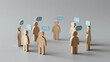 © DruZhi Art - Abstract Wooden Figures with Speech Bubbles – Minimalistic Group Discussion and Feedback Concept for Brainstorming, Communication, and Collaboration Themes