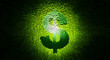 © MDABULKALAM - Glowing green dollar sign symbol formed by digital data blocks with currency business technology investment internet commerce