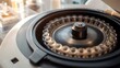 © James - Centrifuge machine spins small glass test tubes filled with liquid samples in a clinical setting.