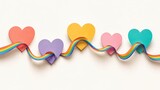 Heart rainbow paper color love decoration card pastel background ribbon