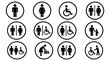 © siti - Elegant Black and White Icons Set of Modern Universal Accessible Restroom and Facility Symbols with high quality professional line art symbols for modern creative design and digital branding projects