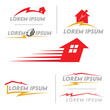 © doom.ko - Set of house and home logo templates with lightning bolt and speed elements.