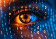 © MdIskandar - Close up of human eye with binary code overlay representing technology and data