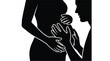 © Shahzad - Pregnant woman and partner touching belly happy expectant couple in love silhouette illustration for pregnancy announcement or parenting concept