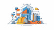 © bakri - Building plans with tools helmet and blueprints visualized abstractly