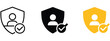 © welcome  saiful   - User security icon with shield and check mark for account protection, identity verification, privacy, authentication, vector, design