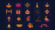 © Antar - Diwali festival icon set. Traditional Indian holiday symbols and cultural celebration elements.