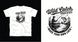 © Pronob - Fishing t-shirt design featuring fisherman in boat catching bass, wild catch hooked on wild luck graphic.