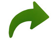 © Megla - A single curved green arrow pointing to the right side on a simple flat surface isolated on transparent background