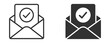 © TanyaK - Verified email outline icon with envelope, checkmark and message confirmation symbol on transparent background