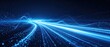 © TommyNa - Abstract high speed data stream with glowing blue light trails, particle wave, and digital network flow on dark technology background, idea for technology banner
