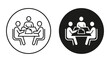 © Noah - Business team meeting icon set around a table with business teamwork corporate