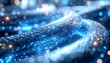 © Gomastudio - 未来技術を表現した発光シルバー繊維の接写背景素材写真