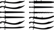© Abed's Vectornest - Curved Sword and Saber Silhouette Collection with Medieval Blade Icons Isolated on White