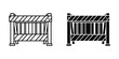 © OrchiDesign - Road construction barrier icons set with outline and solid black styles for traffic safety and site security