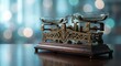 © David - Vintage brass balance scale with glass pans sits on a polished wooden table, symbolizing justice, equality, and legal measurement in a professional setting