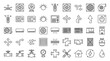 © Seli - HVAC line icon set, 45 air conditioning and ventilation vector symbols, climate control and heating system equipment icons for industrial design