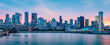 © Shawn M. Kent - Panoramic view of the Montreal skyline at dusk from the Old Port, downtown skyscrapers along the Saint Lawrence River waterfront, Quebec, Canada
