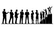© Zubaraj - Business Team Silhouettes on Stairs, Success Hierarchy, Corporate Ladder Climb, Leadership Concept, Professional Group