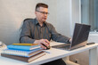 © diy13 - Coding, office and man on computer for programming, system upgrade and software design. Network, IT programmer and worker with pc for web development, engineering and cybersecurity for diagnostics